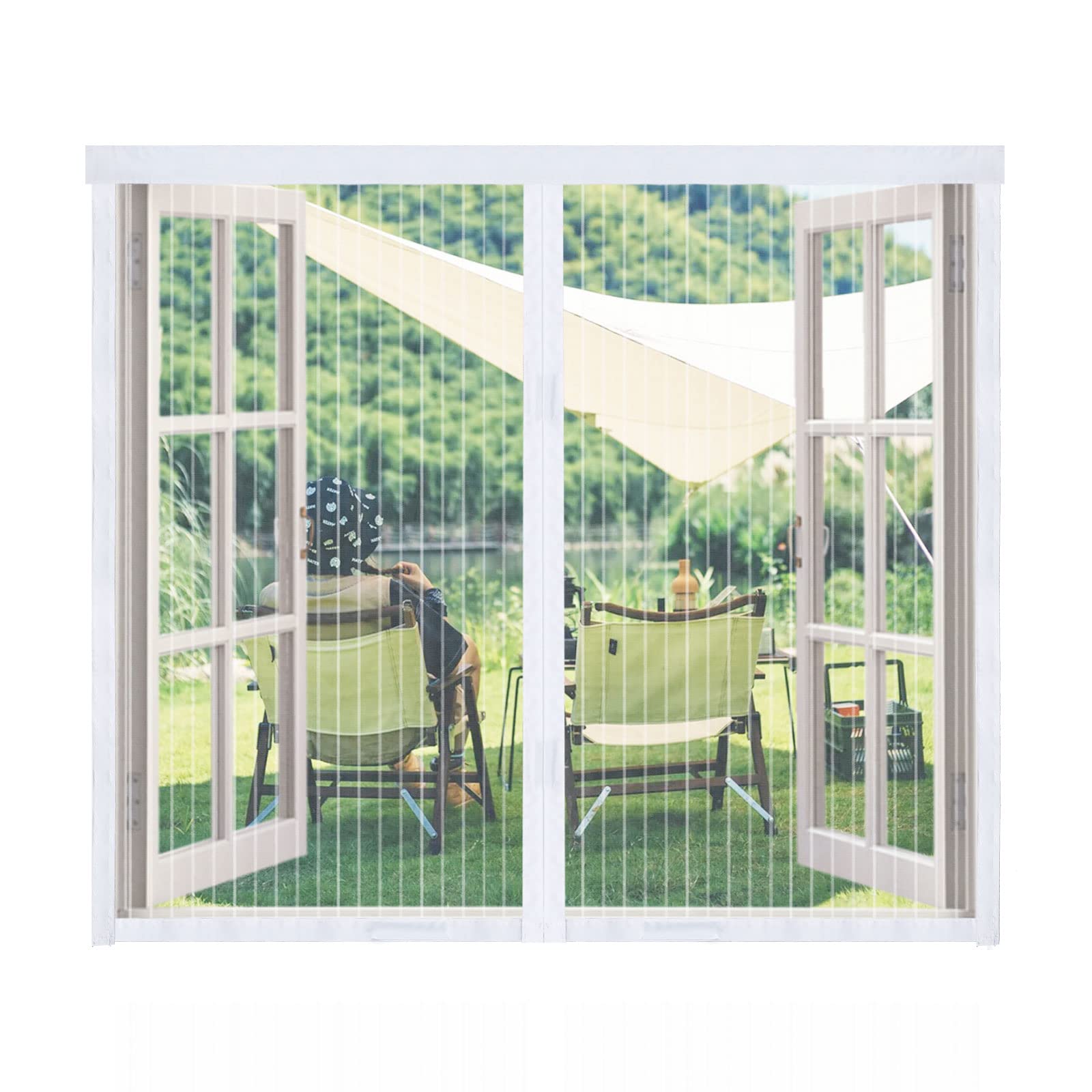 Magnetic Window 75x75cm,Fly Screen Net,Fly Screens for Windows,Magnetic Window Screen,Magnetic Fly Screen Window,Window Net with Self-Adhesive,White