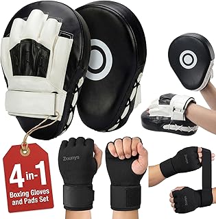 4-in-1 Boxing Gloves and Punching Mitts Set, MMA Sparring Gloves, Boxing Mitts and Pads, Youth Toddler Boxing Gloves Gear for Sparring Training, Complete Kit for Beginners Boys Girls Age