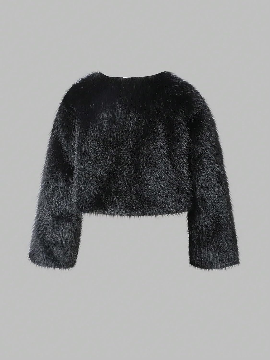 Verdusa Girl's Faux Fur Jacket Fuzzy Winter Coat Furry Open Front Jackets Drop Shoulder Outerwear - Image 3