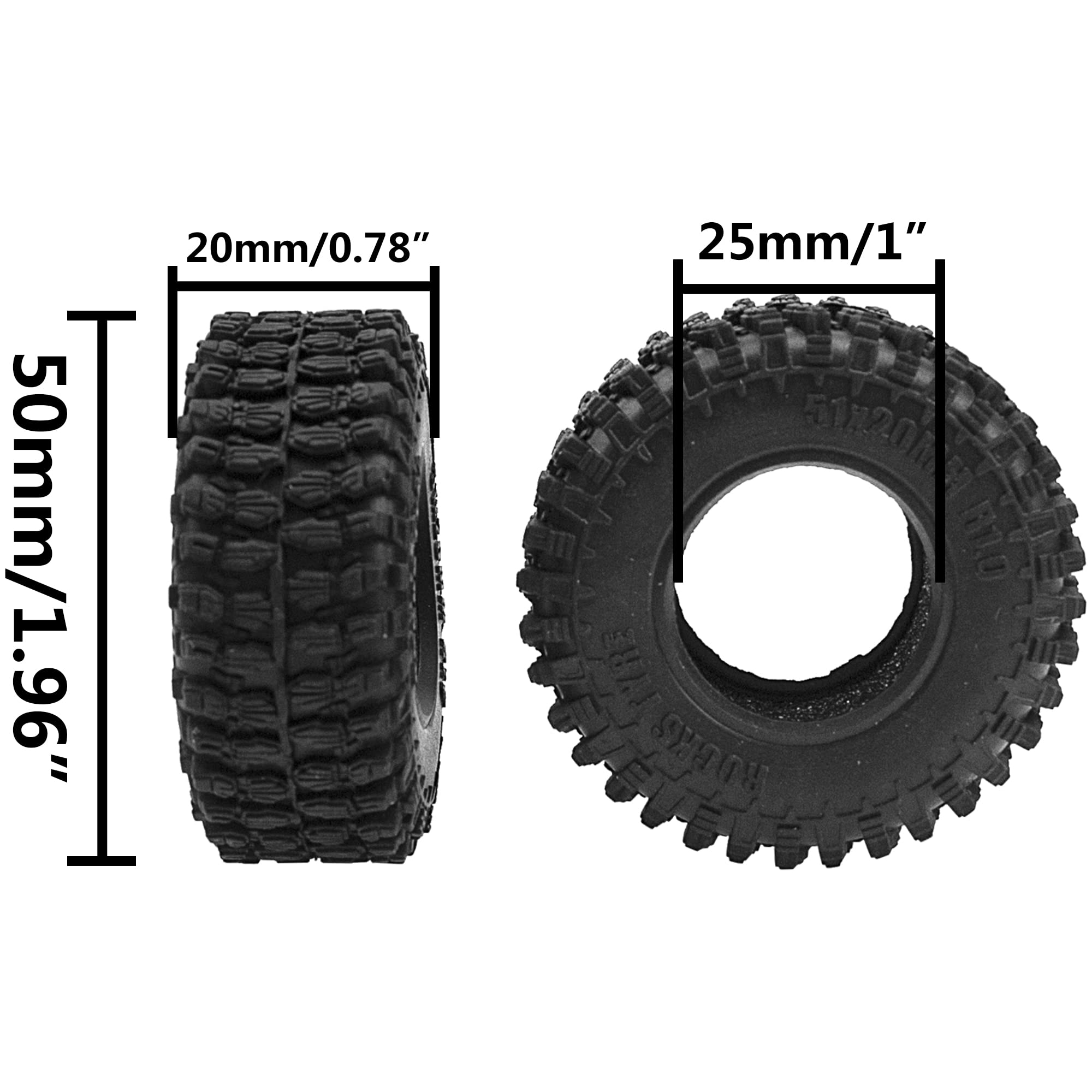 Amazon | ShareGoo 1インチ RCクローラータイヤ 4個 幅20mm Axial 1/24