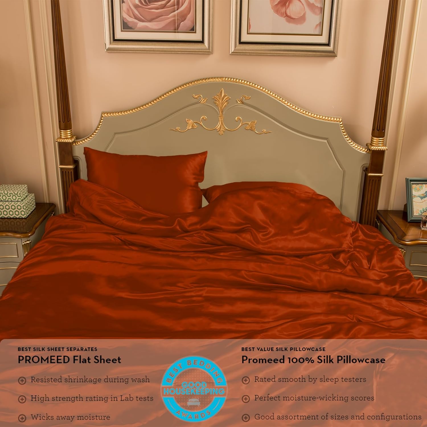 PROMEED 100% Mulberry Silk Duvet Cover Twin Size, Real Grade 6A+ 22 Momme Mulberry Silk Quilt/Comforter Cover with Zipper and Corner Tie (Champagne, Twin)