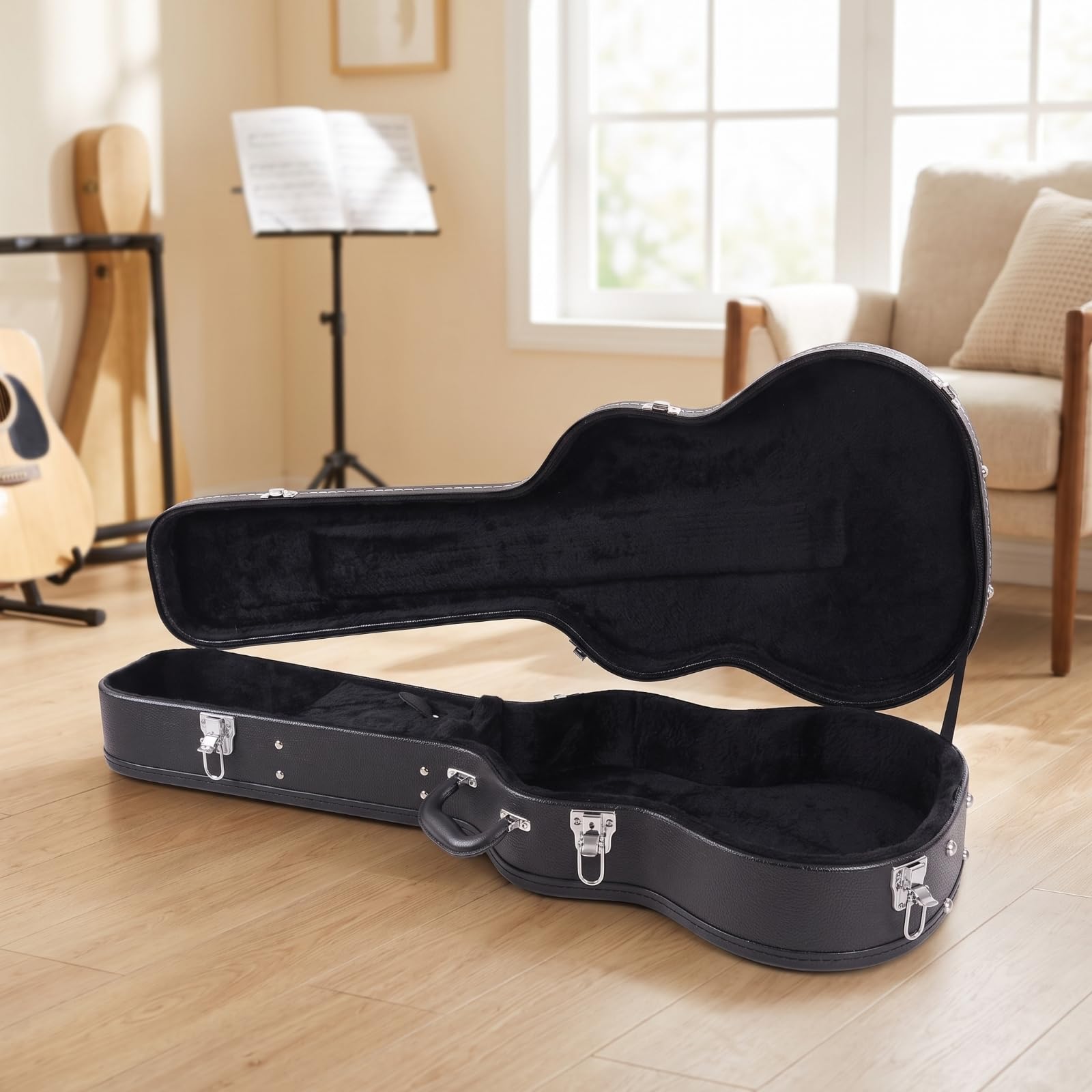 Custodia Rigida Chitarra Classica Custodia Chitarra Folk Custodia Strumento Astuccio Chitarra Scocca Legno Rivestita in Pelle Sintetica Interno