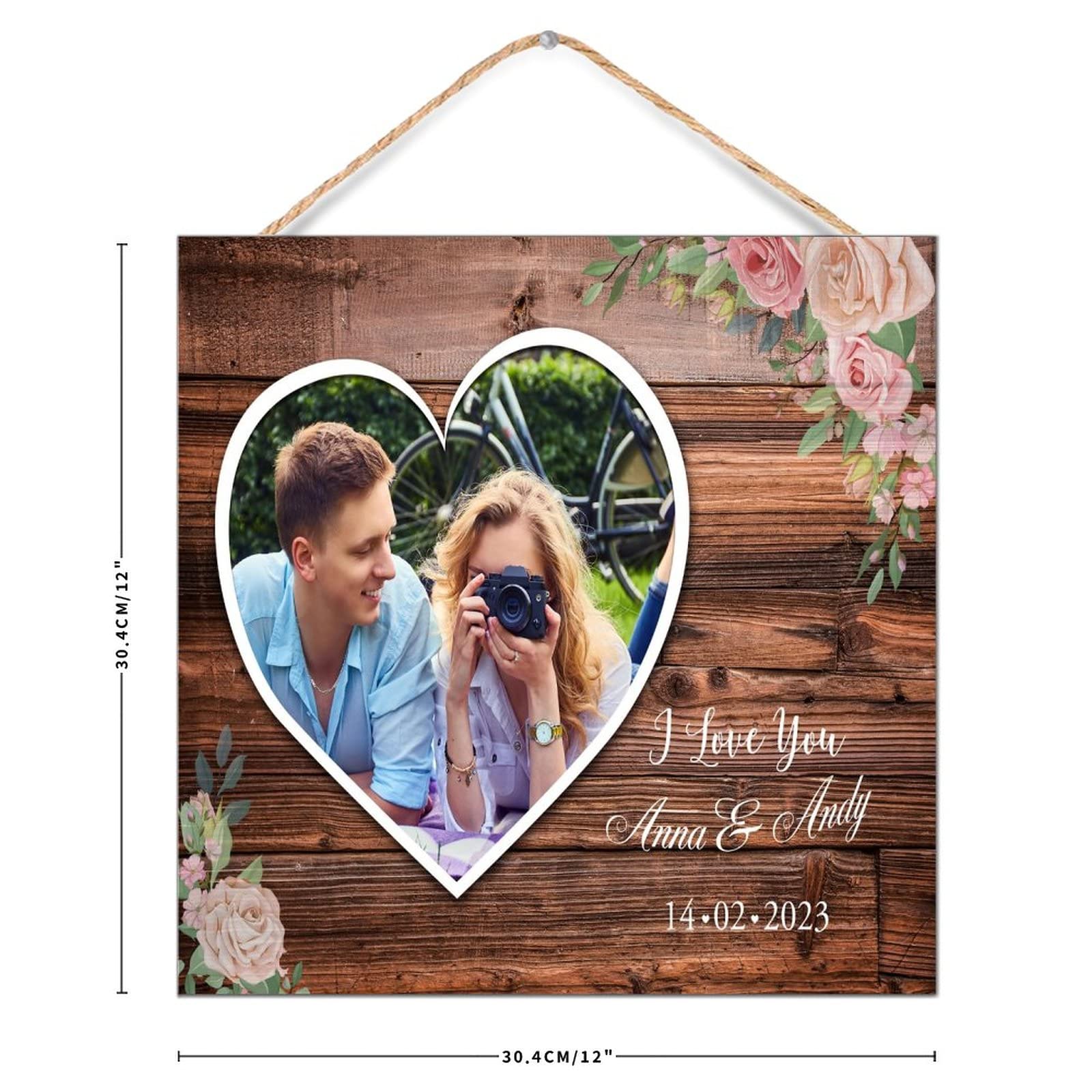 Cartello In Legno A Cuore Per San Valentino – 30x30cm – Con Scritta Welcome E Spago