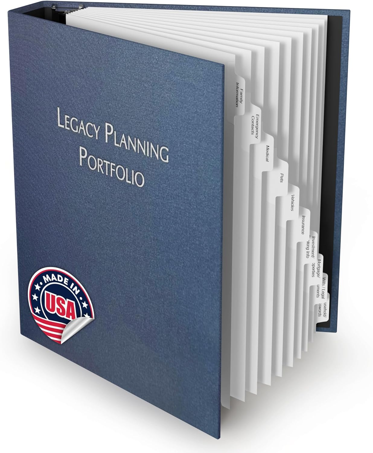 Legacy Planning Portfolio - Professional Binder 3 Ring Portfolio Organizer, Legacy Planning Kit with 1.5 Inch Round Ring for Office, Business, or Event Officiant Use - Linen Kit -Charcoal Gray Linen