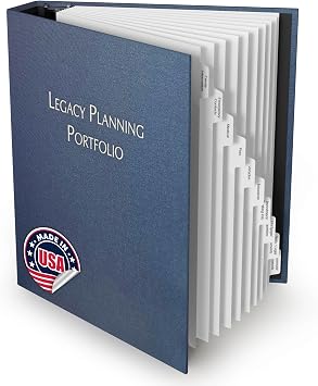 TRS Legacy Planning Portfolio | Important Documents Organizer Binder Kit, Family Emergency Organizer for Medical, Insurance, Passwords & Pets, 1.5 Inch D-Ring Linen with Pre-Labeled Tabs | Navy Linen