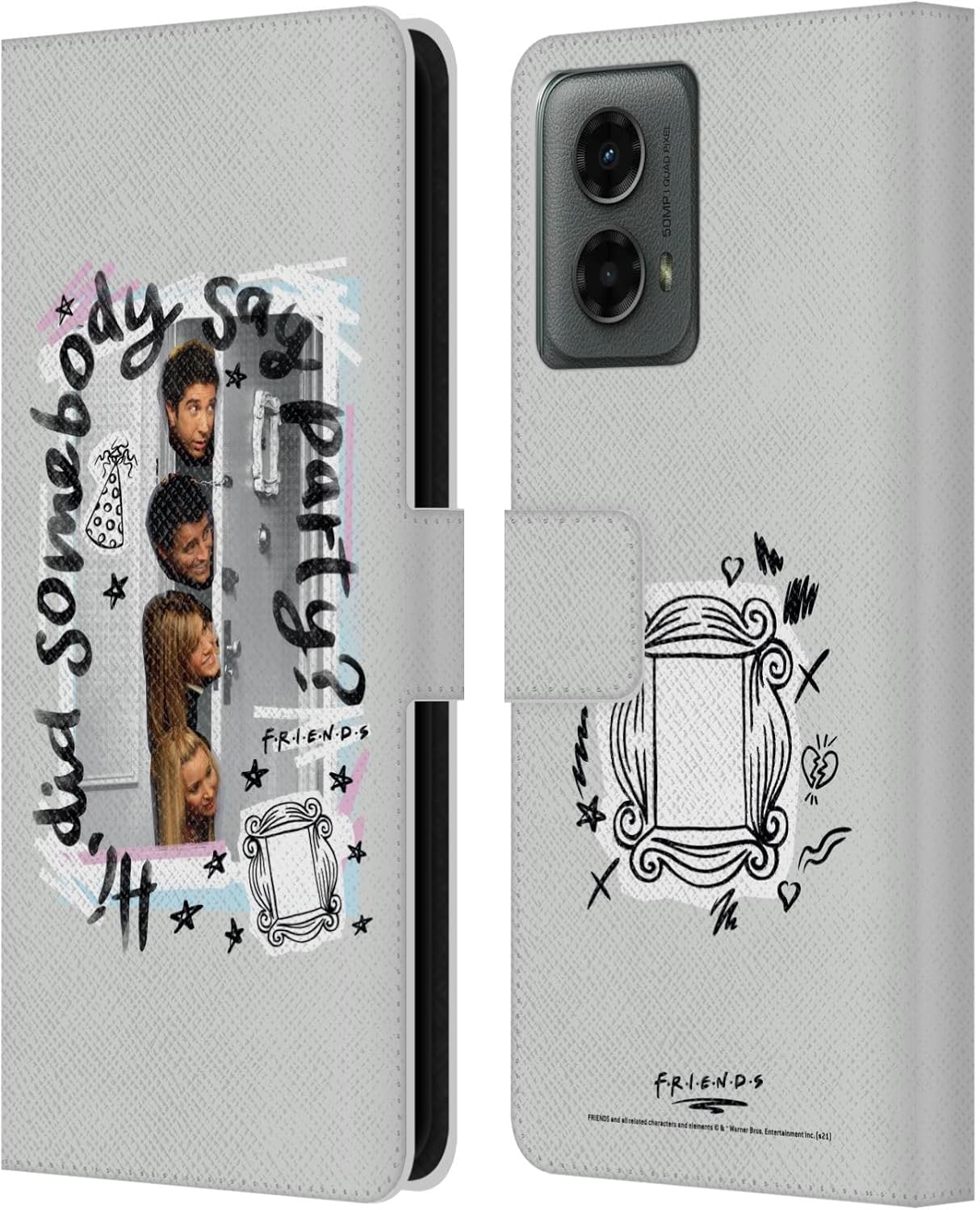 Head Case Designs Officially Licensed Friends TV Show Somebody Say Party Doodle Art Leather Book Wallet Case Cover Compatible with Motorola Moto G (2024)