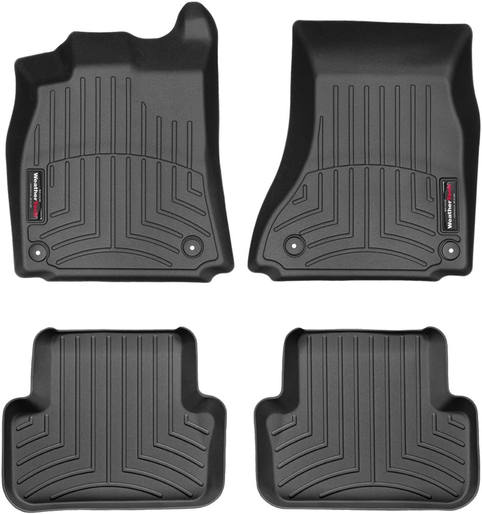 WeatherTech Custom Fit FloorLiners for Audi A4, S4, A4-1st & 2nd Row (44212-1-2), Black