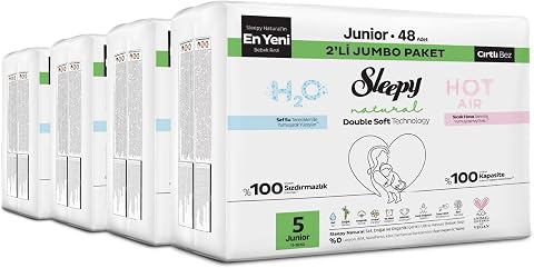 Sleepy Natural Double Soft Avantajlı Mega Paket Bebek Bezi 5 Numara Junior 192 Adet