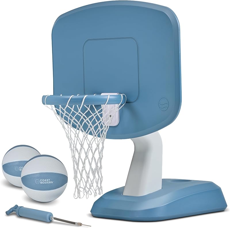 Aro de baloncesto junto a la pileta: aro de baloncesto premium para pileta al aire libre con 2 pelotas de baloncesto acuáticas y bomba de pelota