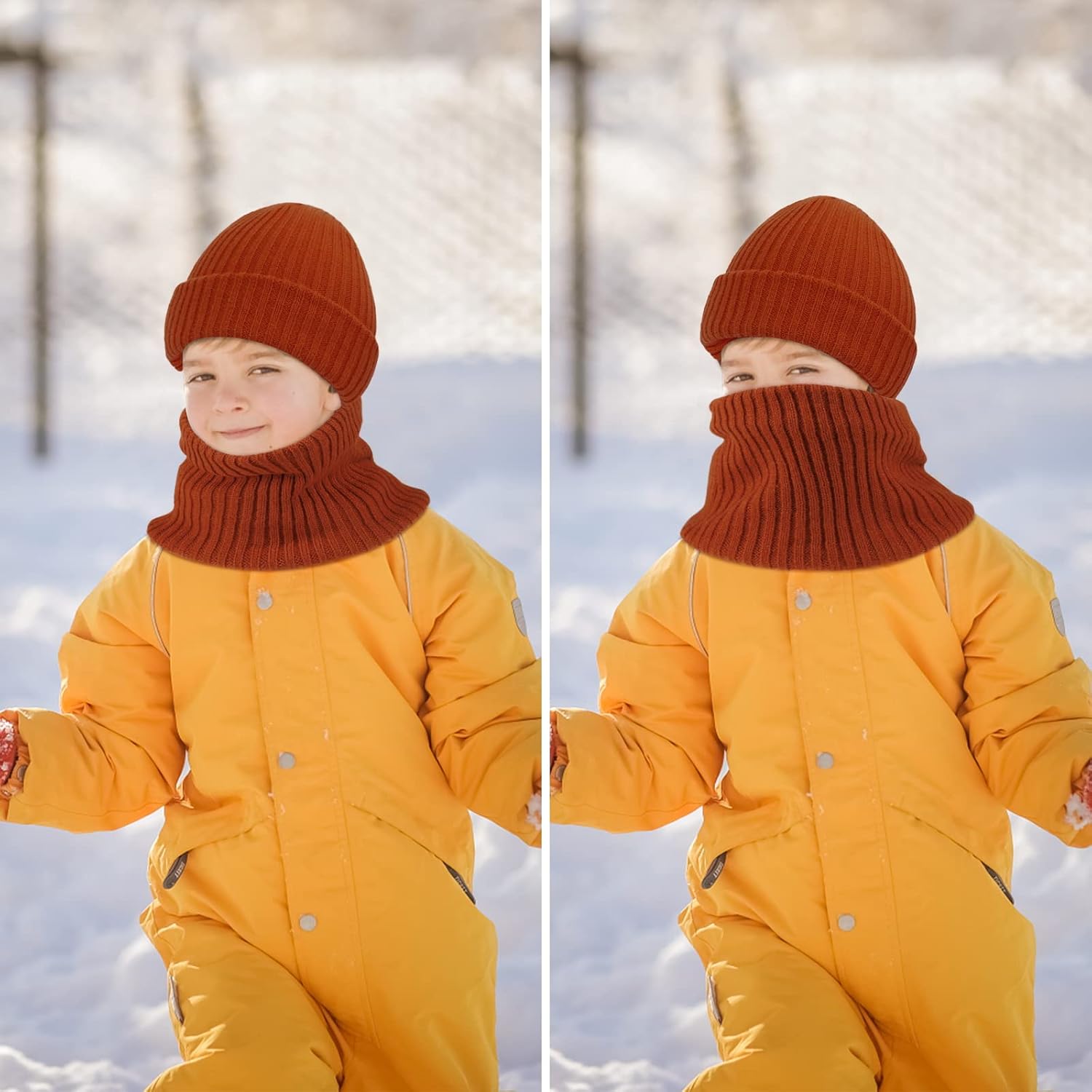 Hicdaw 2Pcs Kids Winter Hat and Scarf Set Winter Hats for Kids Toddler Beanie Hat Fleece Lined Scarf for Boys Girls 2-8 Years - Image 7