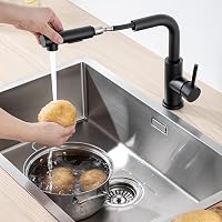 Lonheo Fekete Alacsony Nyomású Konyhai Csap Zuhanyfejjel és Kihúzható Csővel 7