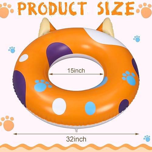 Miniatura 2 de ShinyRelief 2 flotadores inflables de piscina para niños, tubos de natación en la playa, anillo con tema de pata de perro, lindos flotadores de