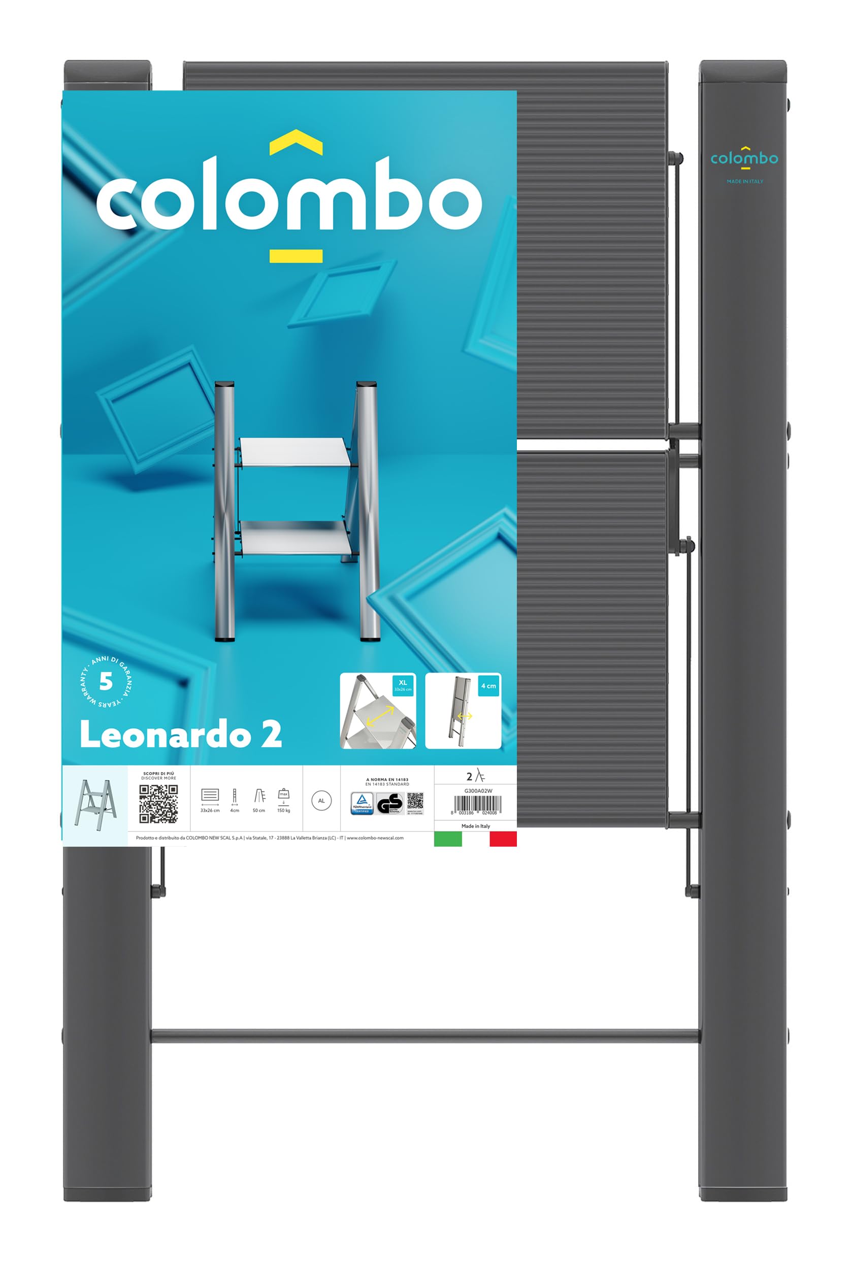 Anodized Aluminium Steps Stool Leonardo 2 Black