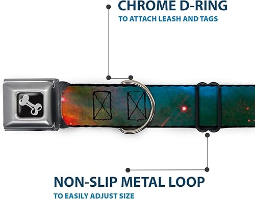 Miniatura 5 de Collar de perro hebilla de cinturón de seguridad Supernova Space Collage 16 a 23 pulgadas 1.5 pulgadas de ancho