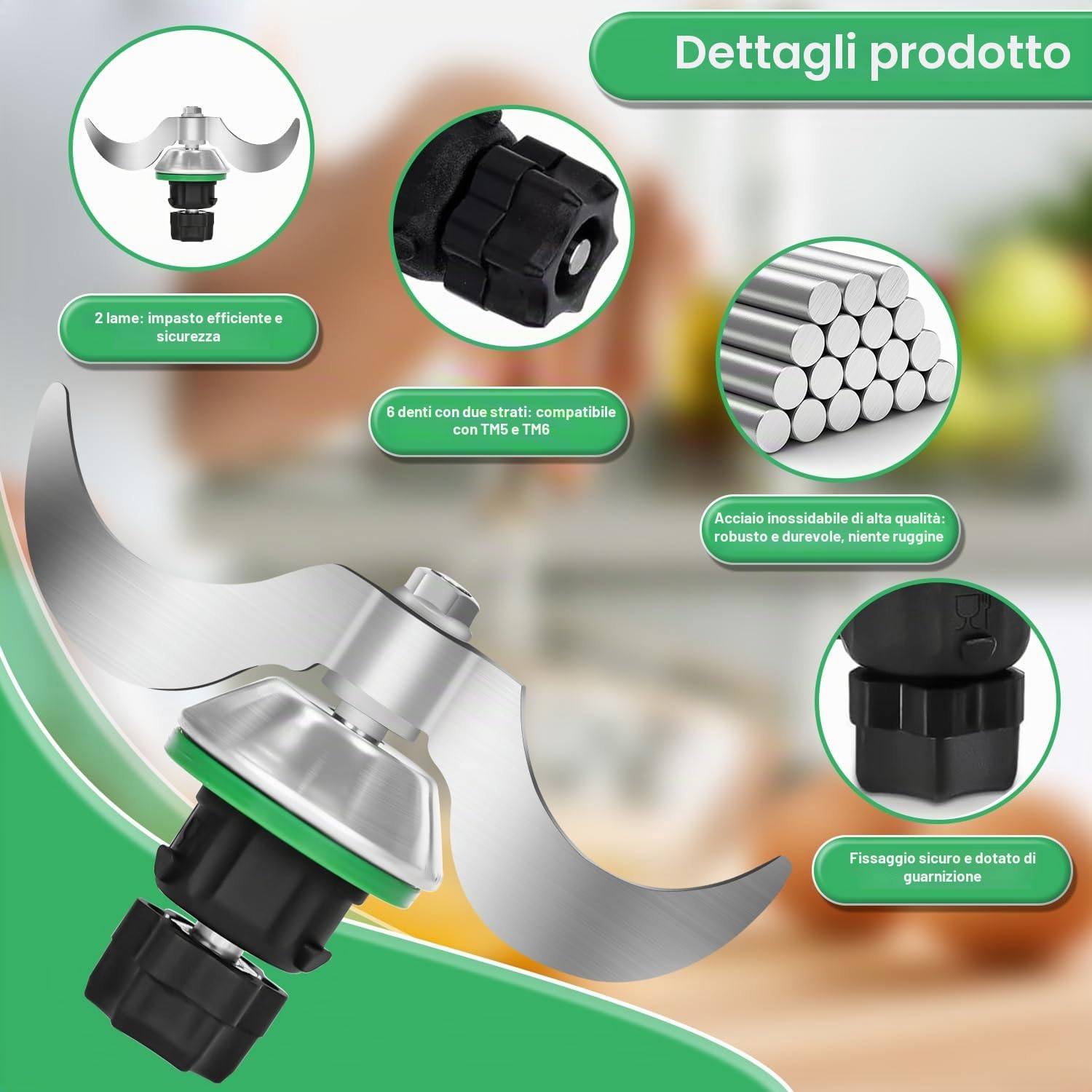 Coltello per Impastare per Bimby TM5 TM6, Accessori Bimby TM6 in Acciaio Inossidabile Professionale Compatibile, Gruppo Lame Bimby TM5 - Lame per Bimby TM5 / Ricambi Bimby TM5 TM6
