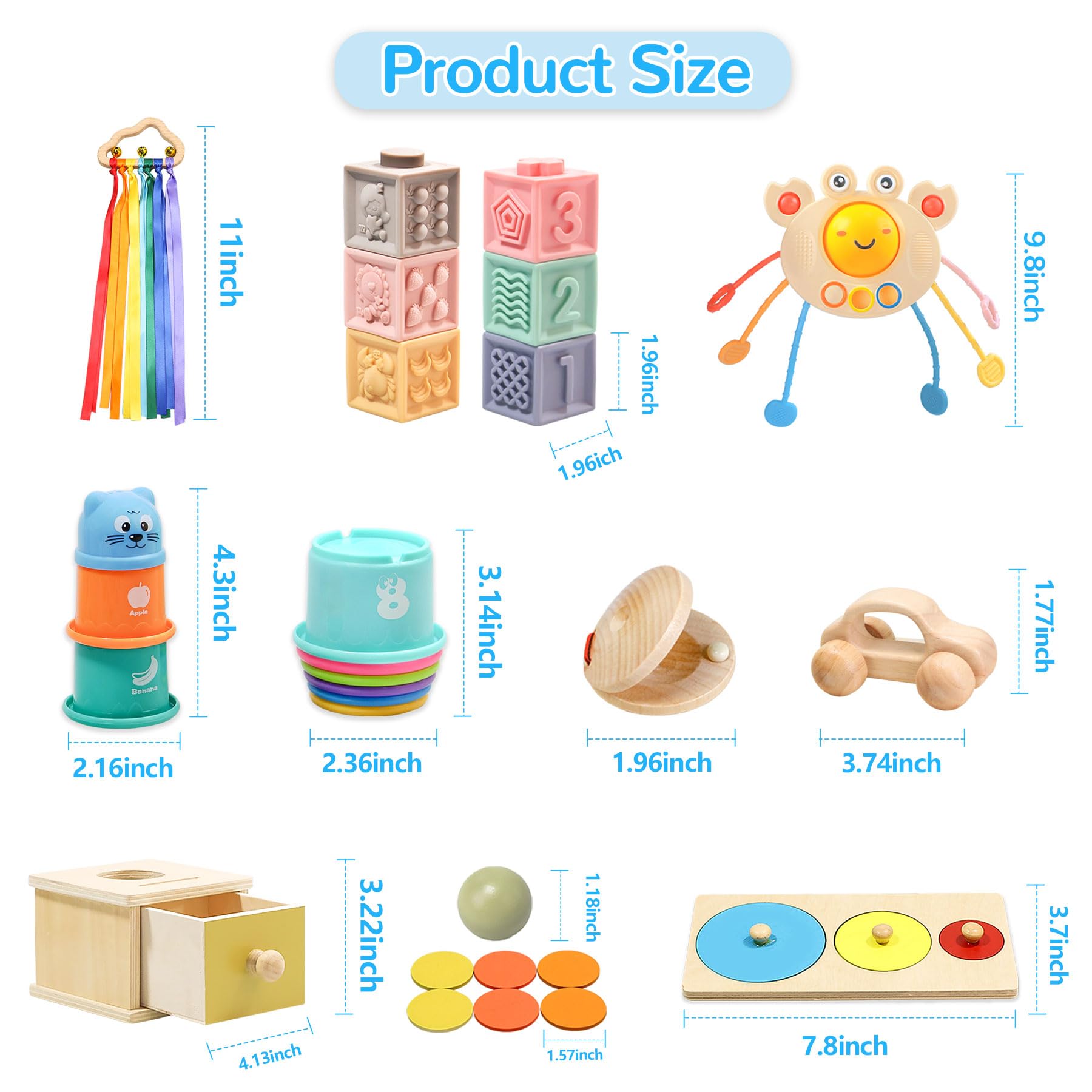 Juguetes Bebes 6-12 Meses Adena Montessori Kit De Juego De - Main Image