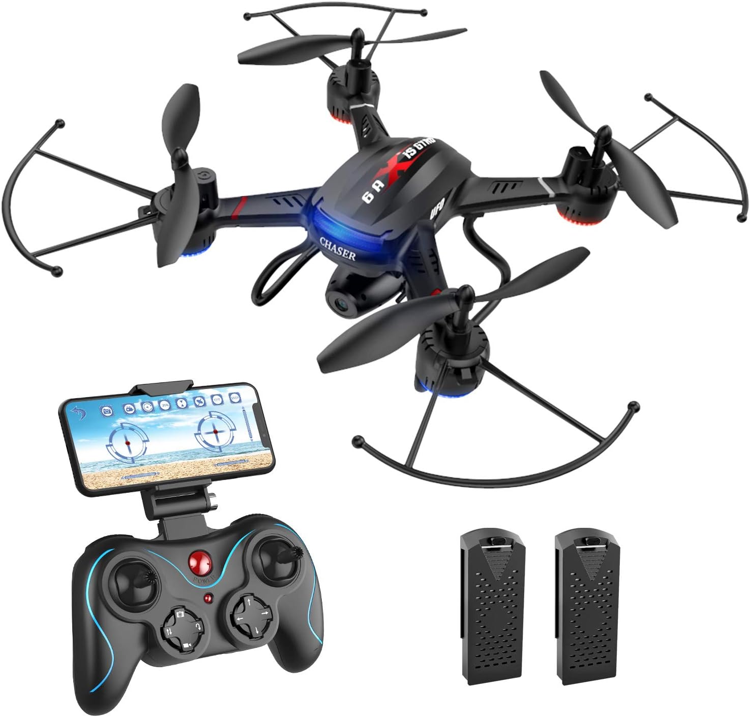 Holy Stone F181W 1080P WiFi FPV Drone with Wide-Angle HD Camera Live Video RC Quadcopter with Altitude Hold, Voice Control, Gesture Control and Easy to Fly for Beginner & Kids, 2 Batteries Included