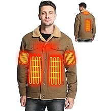 Mens Heated Jacket Fleece Lining Coat With 16000mAh Battery, Heated Jackets for Men, 6 Heating Zones, 3 Heating Levels