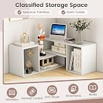 Giantex Bookshelf TV Stand for TVs up to 55", 2 Pieces Free-Combination Entertainment Center with Storage Cubes, Modern Media TV Console Table, Open Storage Bookcase for Living Room, Bedroom (White)