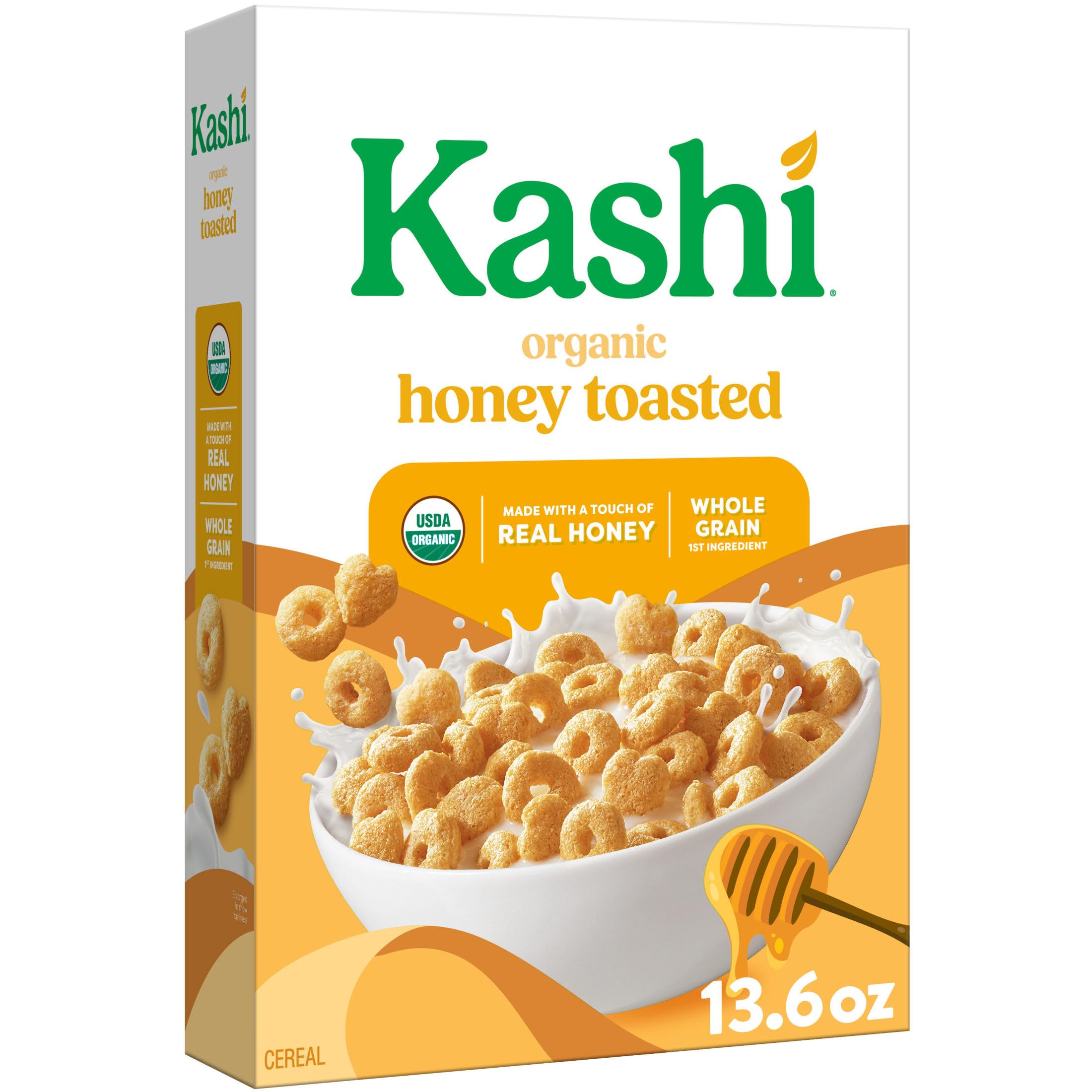 Kashi Breakfast Cereal, Organic, Whole Grain, Honey Toasted, 13.6oz Box (1 Box)