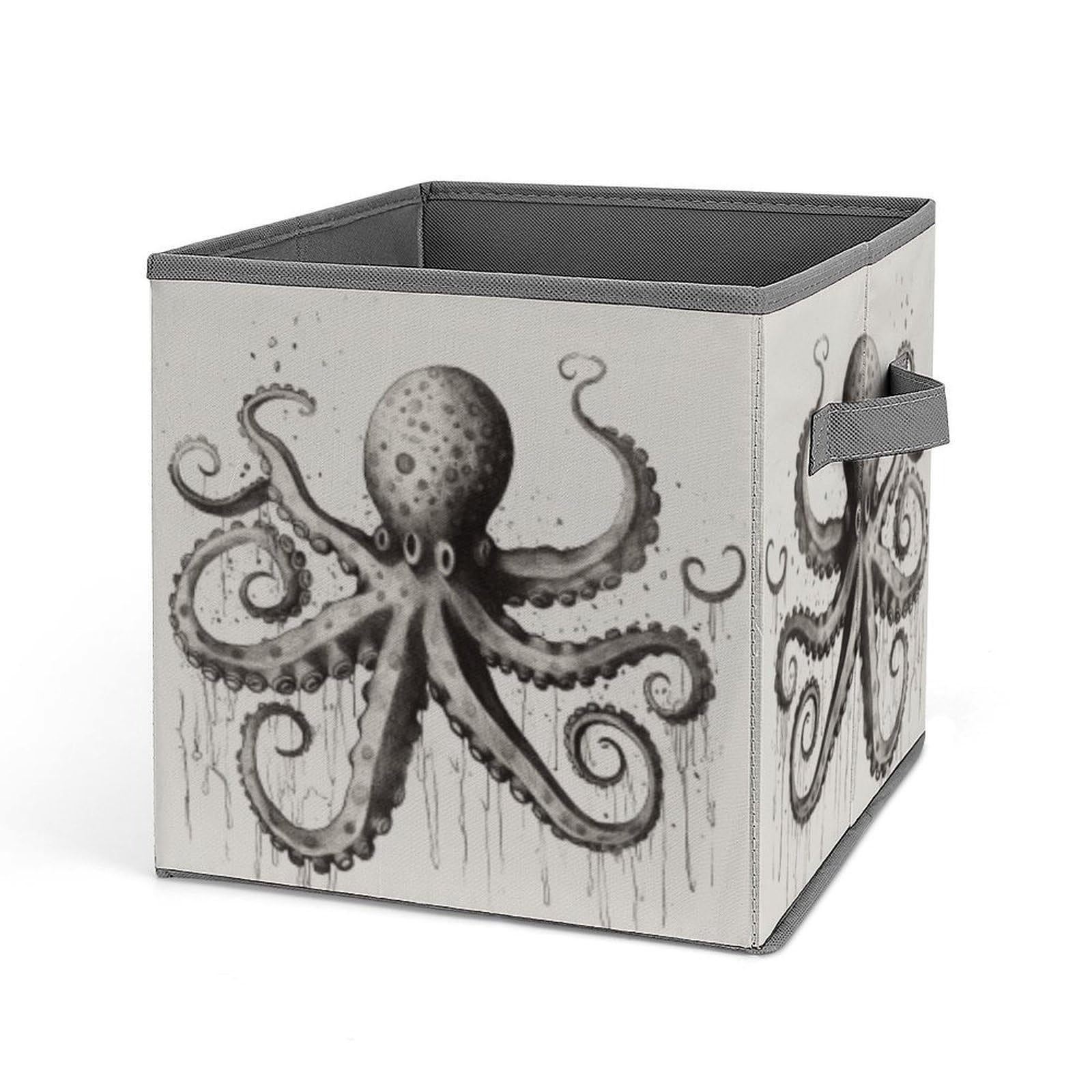 FekiLoot Octopus Folding Storage Bins with Handles Large Fabric Storage Cube Storage Organizer Heavy Duty Closet Organizer Sturdy Collapsible Bin Foldable Baskets