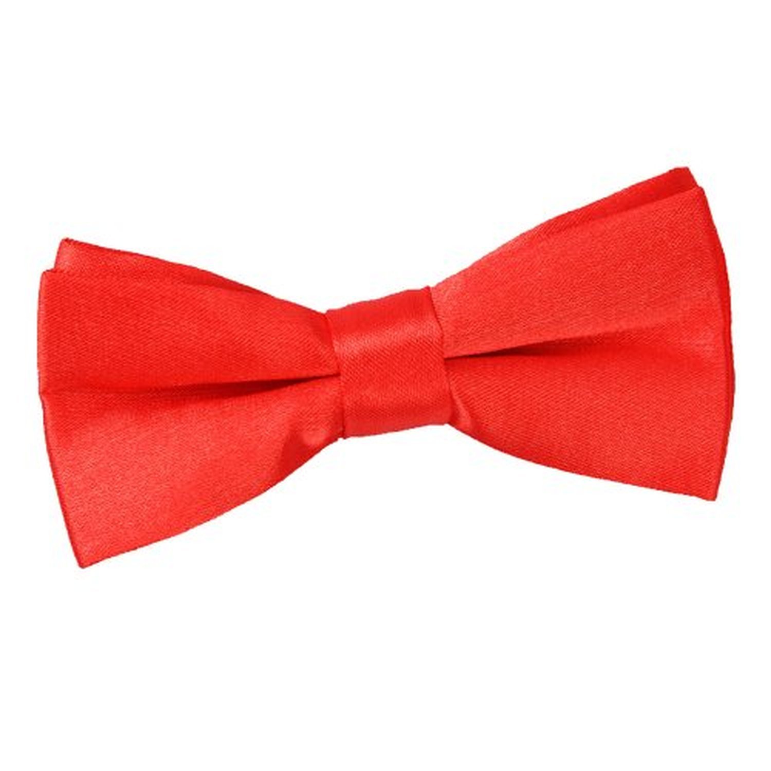 DQT Boys Plain Glossy Satin Pre-Tied Bow Tie – Wedding, Party & Formal – Red