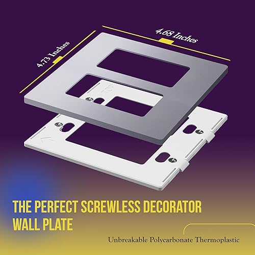 Miniatura 691 de ENERLITES SI8834-BK - Placa de pared decorativa sin tornillos, cubierta de enchufe segura, 4 entradas, 4.68 x 8.30 pulgadas (alto x largo), Negro