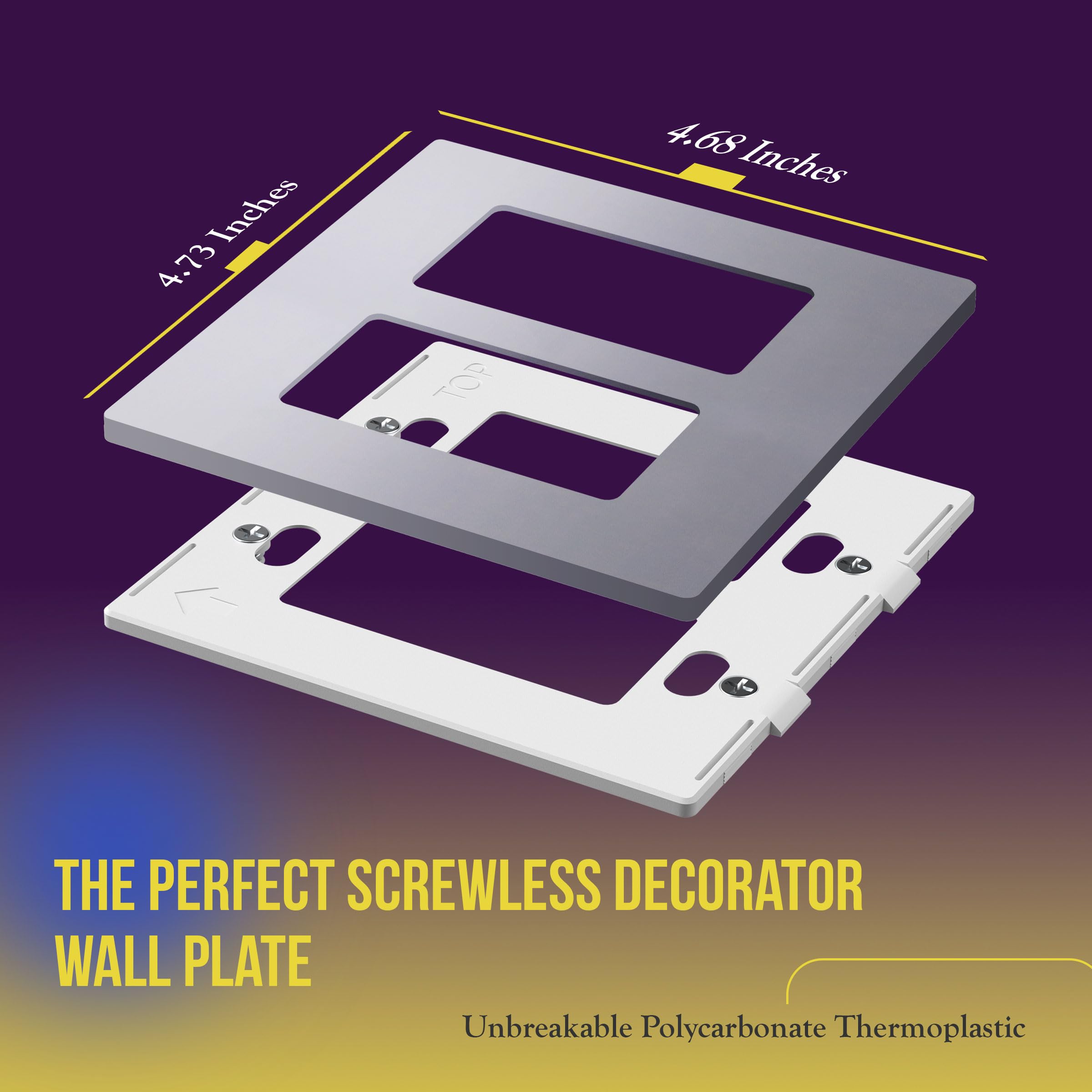 ENERLITES Screwless 2-Gang Decorator Wall Plates – Child Safe, Glossy White, 10-Pack (4.68 X 4.73 In)
