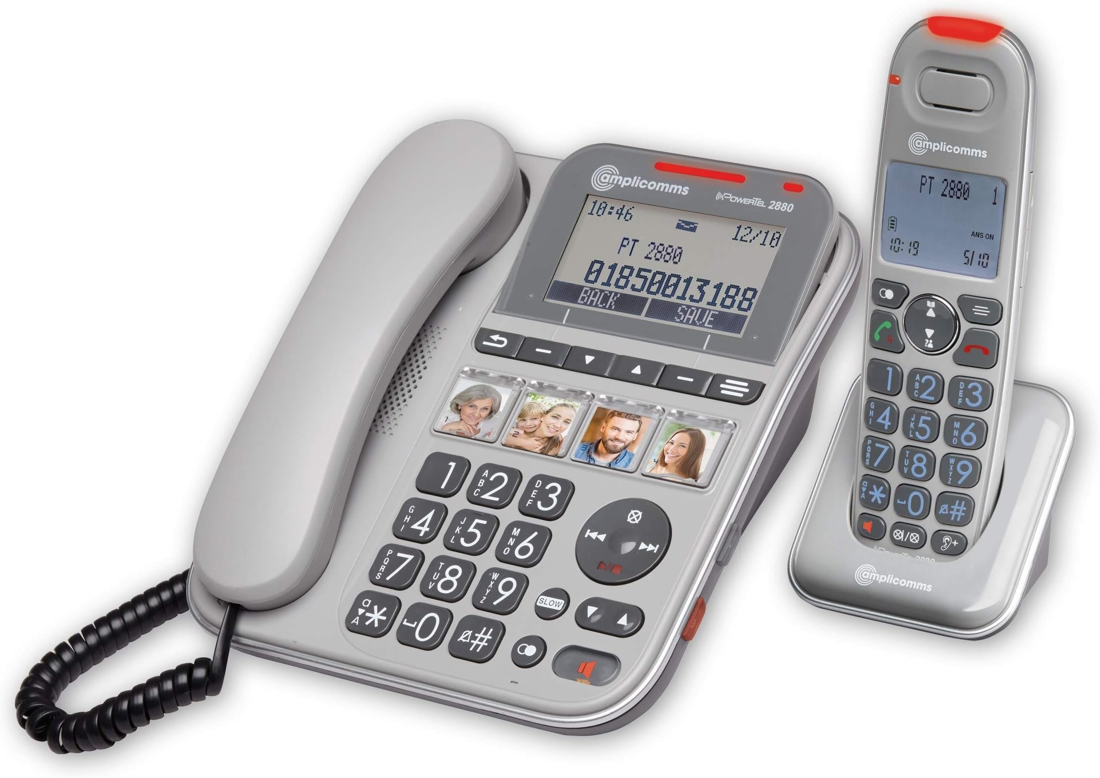 Amplicomms PowerTel 2880 - Big Button Phone for Elderly - Loud Phones for Hard of Hearing - Hearing Aid Compatible Phones - Big Number Telephone