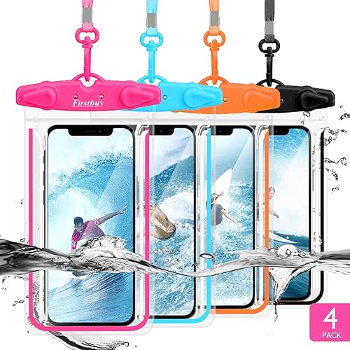 Miniatura 10 de LENPOW - Funda impermeable para teléfono, paquete de 4 bolsas universales impermeables con correa para el cuello, adorno luminoso para juegos