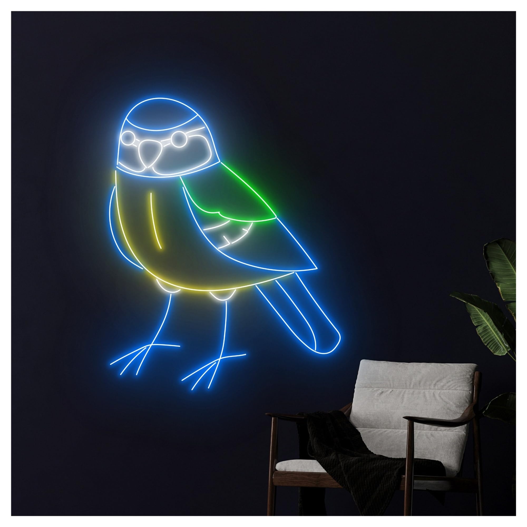 Luz de Diseño de Digital Decoración De Pared Con Luz Neón Pájaro Teta, Animal, Guardería, Granja, Zoológico, Escaparate,negocio, 60cm