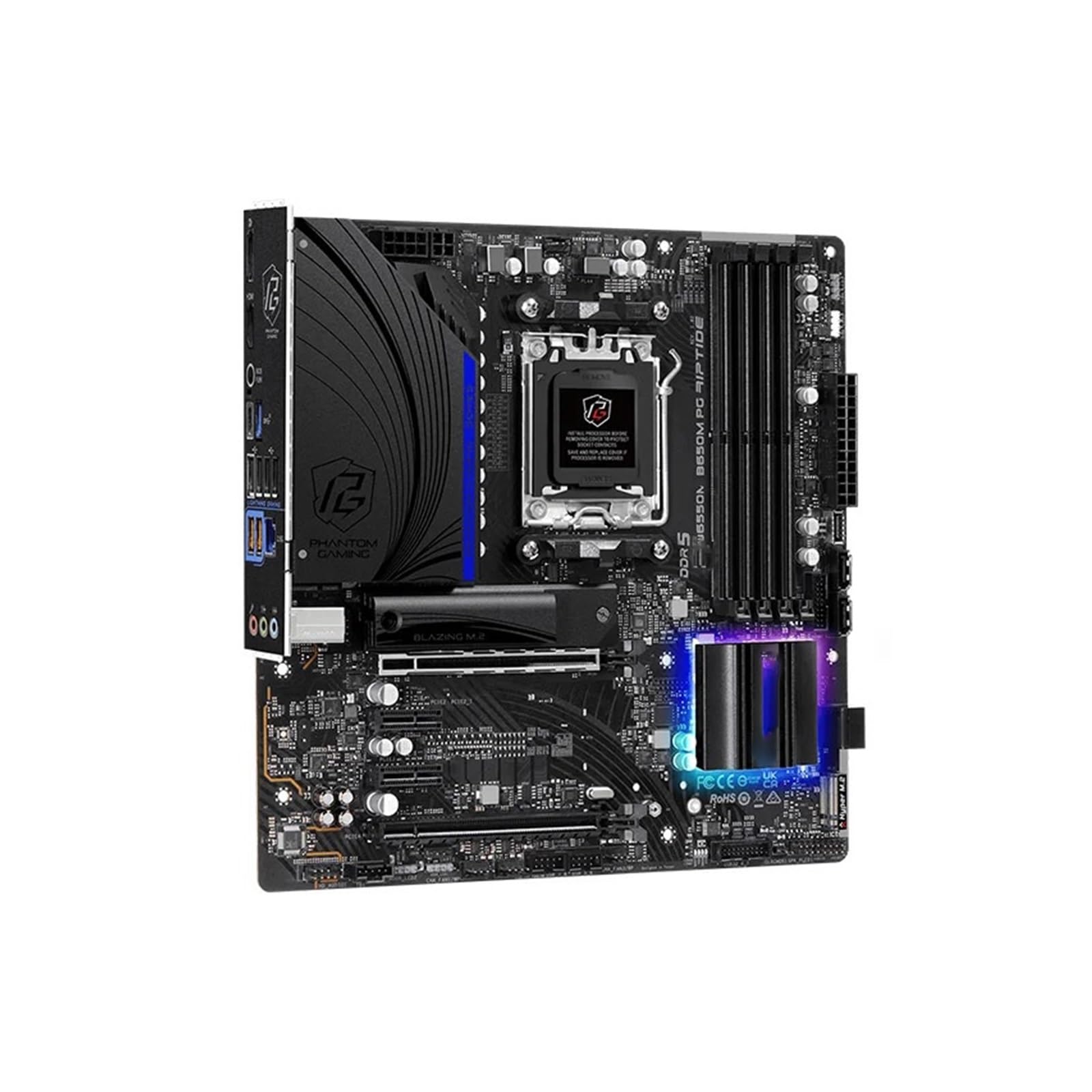 Placa Madre Fit For ASROCK B650M PG Riptide Micro-ATX Ryzen B650 DDR5 6200+(OC) MHz M.2 USB3.2 Max-192G Enchufe de Doble Canal AM5 Placa Base