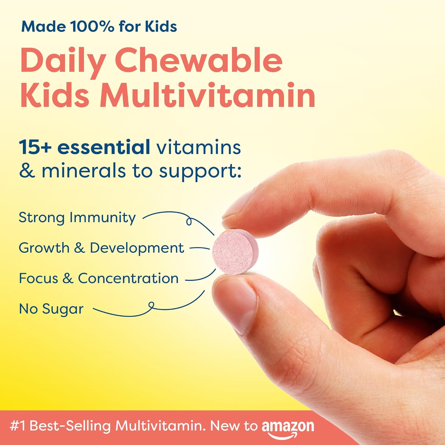 HIYA Kids Multivitamin Tablets – 15+ Essential Vitamins & Minerals with Fruits & Veggies for Ages 2+, Supports Growth, Development & Immune, 0g Sugar – 30 Day Supply for Toddlers & Kids - Image 2