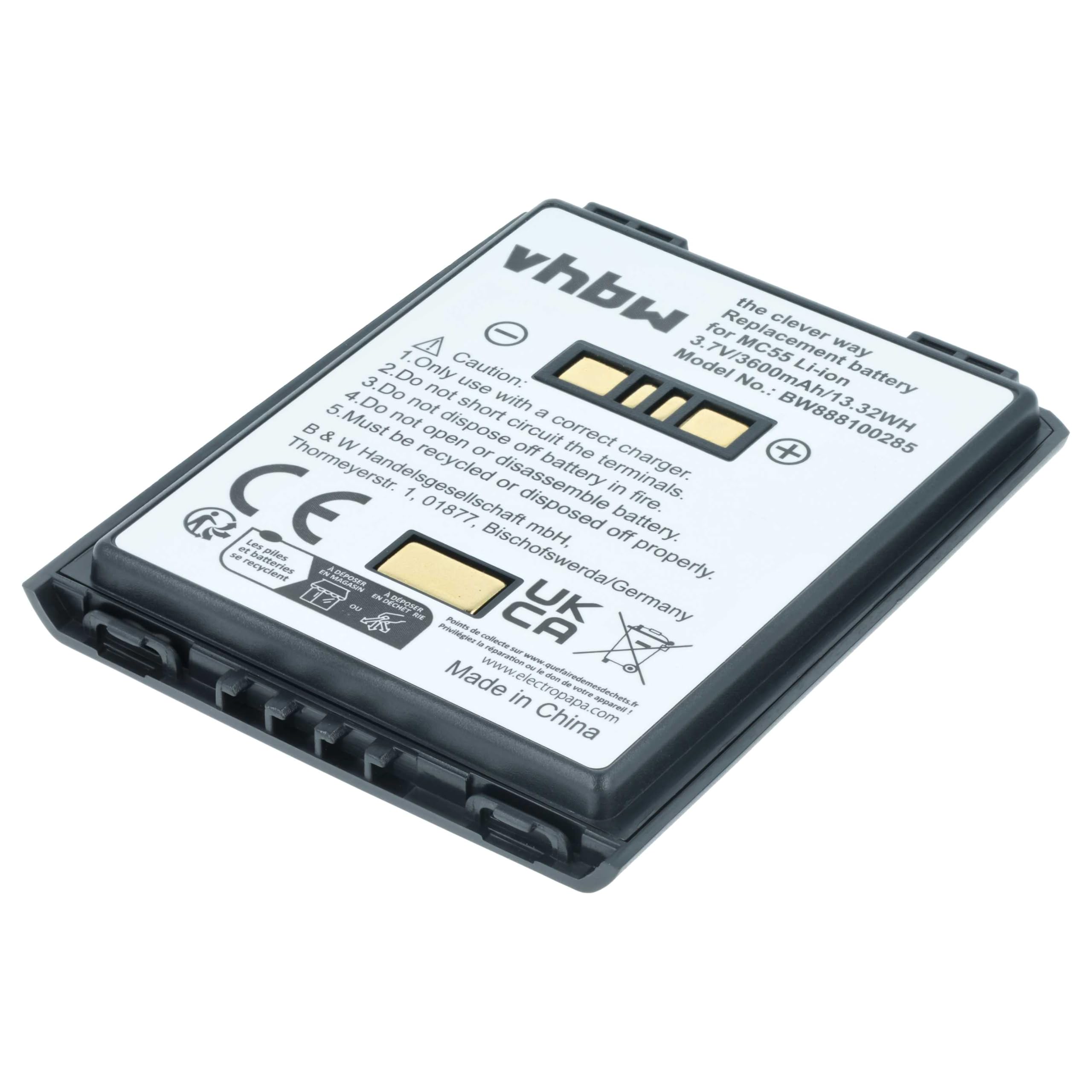 vhbw 5X Akku Ersatz für Symbol BTRY-MC55EAB02 | 82-111094-01, U60493 für Mobilcomputer PDA Scanner (3600 mAh, 3,7 V, Li-Ion)