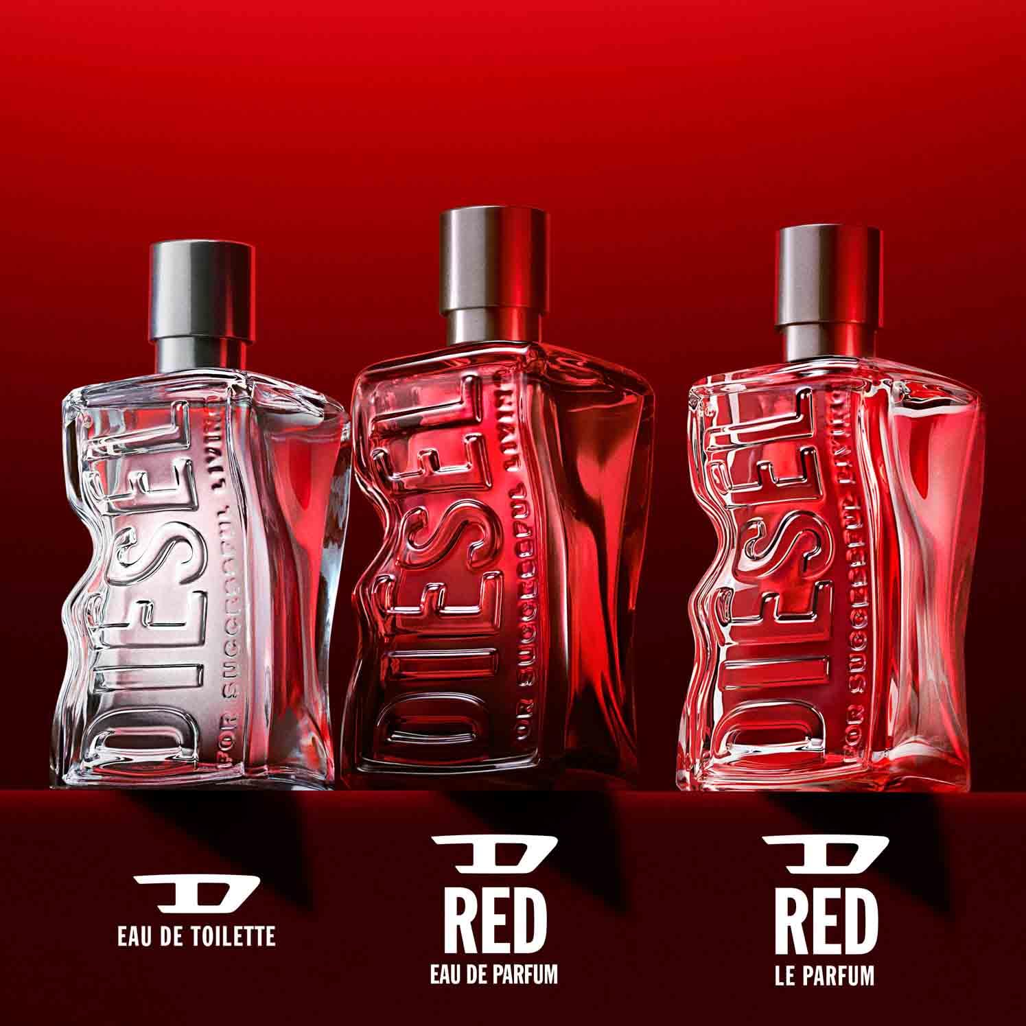 Diesel D Red Eau de Parfum Uomo, Profumo Uomo Fresco e Appassionato, Fragranza Agrumata e Legnosa, Note di Pompelmo Rosso, Lavanda e Legno di Sandalo, A Lunga Durata, Profumo di Lusso per Uomo