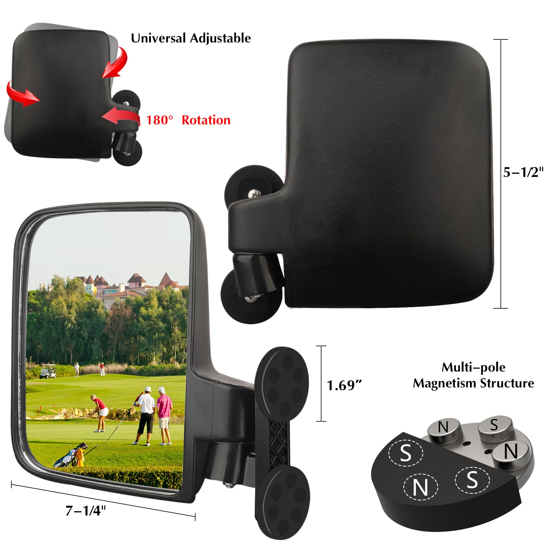MUTUACTOR Trattore Specchio, accessorio universale per trattore magnetico, senza foratura, antiscivolo, magnetico, camion, golf, specchietto retrovisore, accessorio per trattore (1 paio)