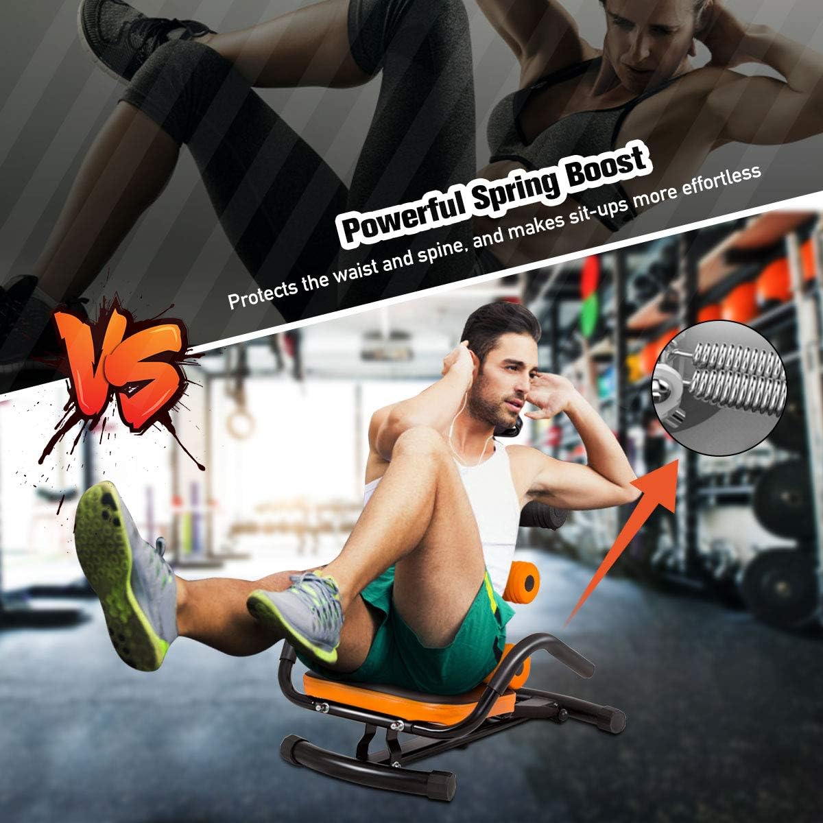 GYMAX Abdominal Twister Trainer, Incline Ab Rocket Exerciser Height Adjustable, for Crunch Sit-up Exercise Abdominal Workout