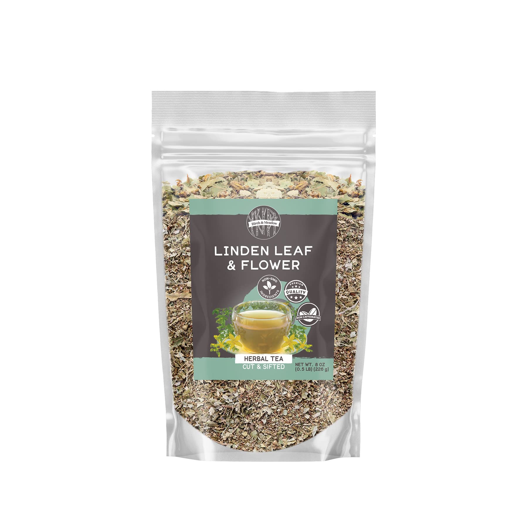 Birch & Meadow 8 oz, Linden Leaf and Flower Tea, Caffeine-Free, Natural Sweet Taste