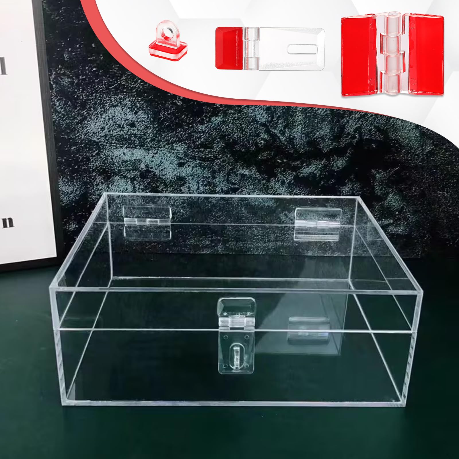 Acrylic Hinges and Self-Adhesive Latch Buckles Kit, Self-Adhesive Plastic Hinge for Crafts, Transparent Continuous Piano Hinge for Aquarium, Cabinets, DIY Clear Containers, Acrylic Box — Amazon image 6