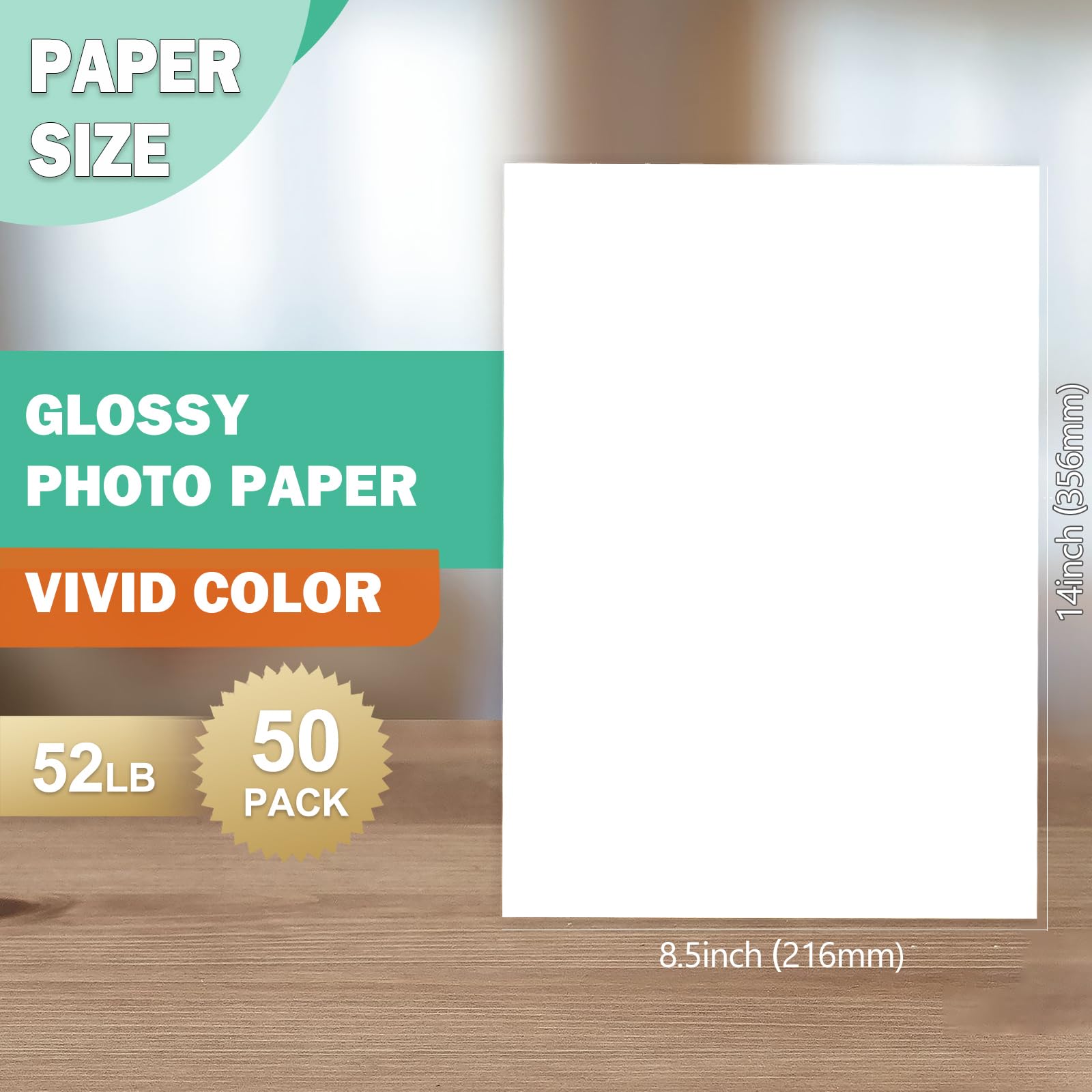 21,6 x 35,6 cm, glänzendes Fotopapier für Tintenstrahldrucker, US-Größe, 50 Blatt (P8514WS200GP)
