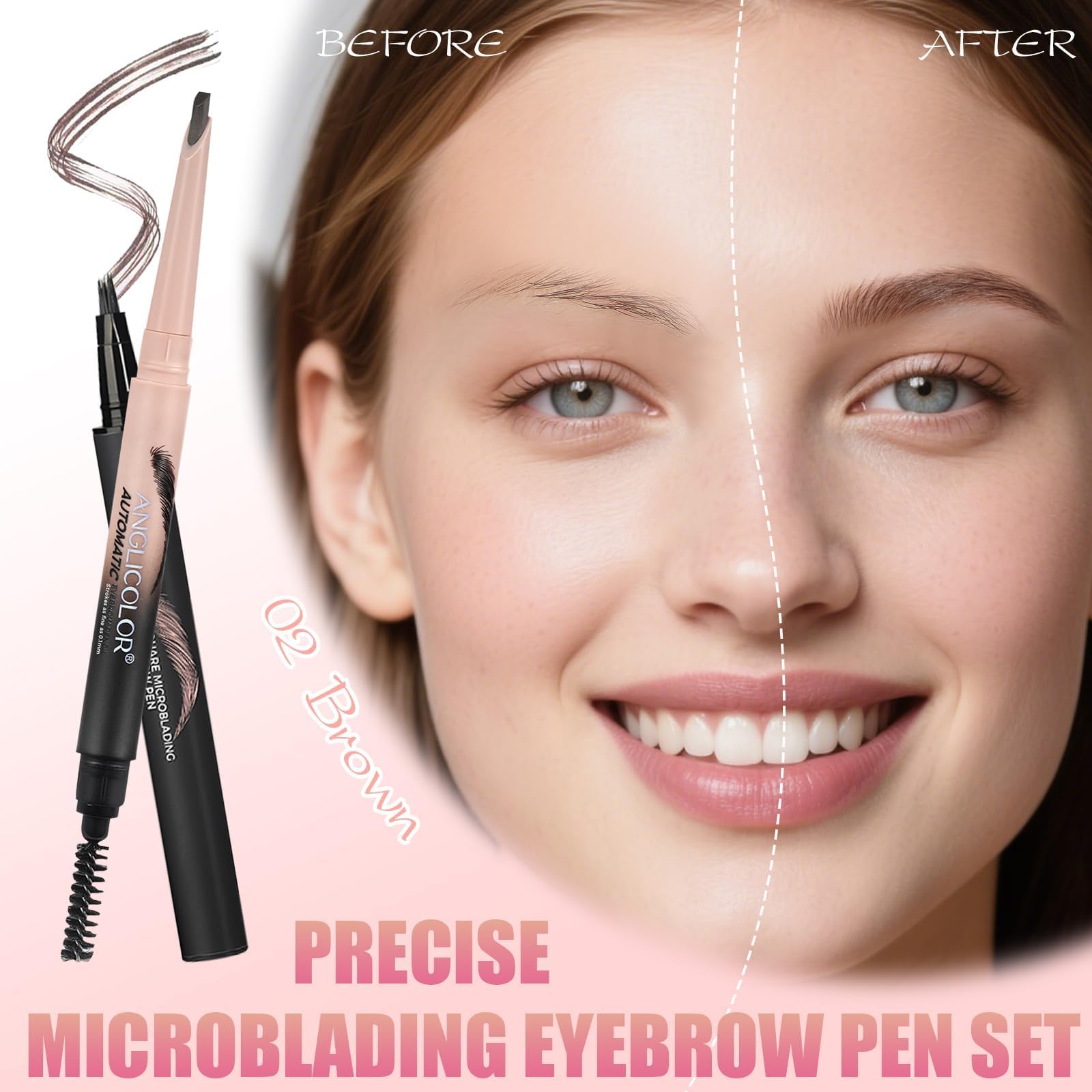 Prreal Microblading Eyebrow Pen Set,2 in 1 Dual Ended Eyebrow Pencil Precise with Spiral Brush,Replaceable Core,Eye Brow Razor - Image 2