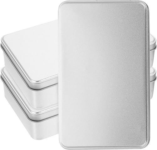 Luxshiny Contenedores de comida 3 piezas, caja de almacenamiento de hojalata, caja de hojalata rectangular, contenedor de lata para dulces, tarro de