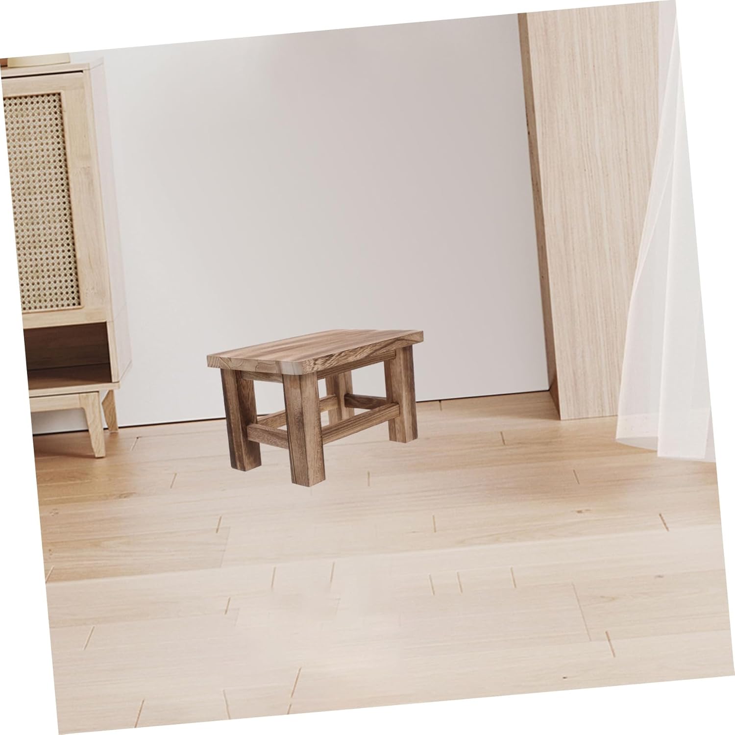 Zerodeko Rustic Solid Wood Small Stool for Adults and Toddlers Portable Step Stool for Bathroom Kitchen and Bedroom