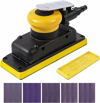 3 x 8 in Jitterbug Air Orbital Sander, 70 mm x 198 mm 1/8 in Orbit, 10,000 Max OPM Non-Vacuum with Extra Hook-Loop Pad and 15pcs 80/120/180/320/400 sandpapers