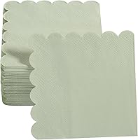 Vista 4 de 100 paquete de servilletas de cóctel de 2 capas con borde festoneado, servilletas de postre plegadas de 5 x 5 pulgadas, servilletas desechables