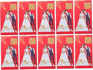 NUOBESTY Charming Bridal Red Envelopes Pcs Wedding Chinese Delicate Design for Registry Wedding Registry