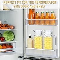 Vista 3 de Gejoy 2 recipientes de vidrio de 40 onzas con tapas, jarra de vidrio con asa y boquilla para nevera, agua pequeña, jugo de naranja, jarra de té