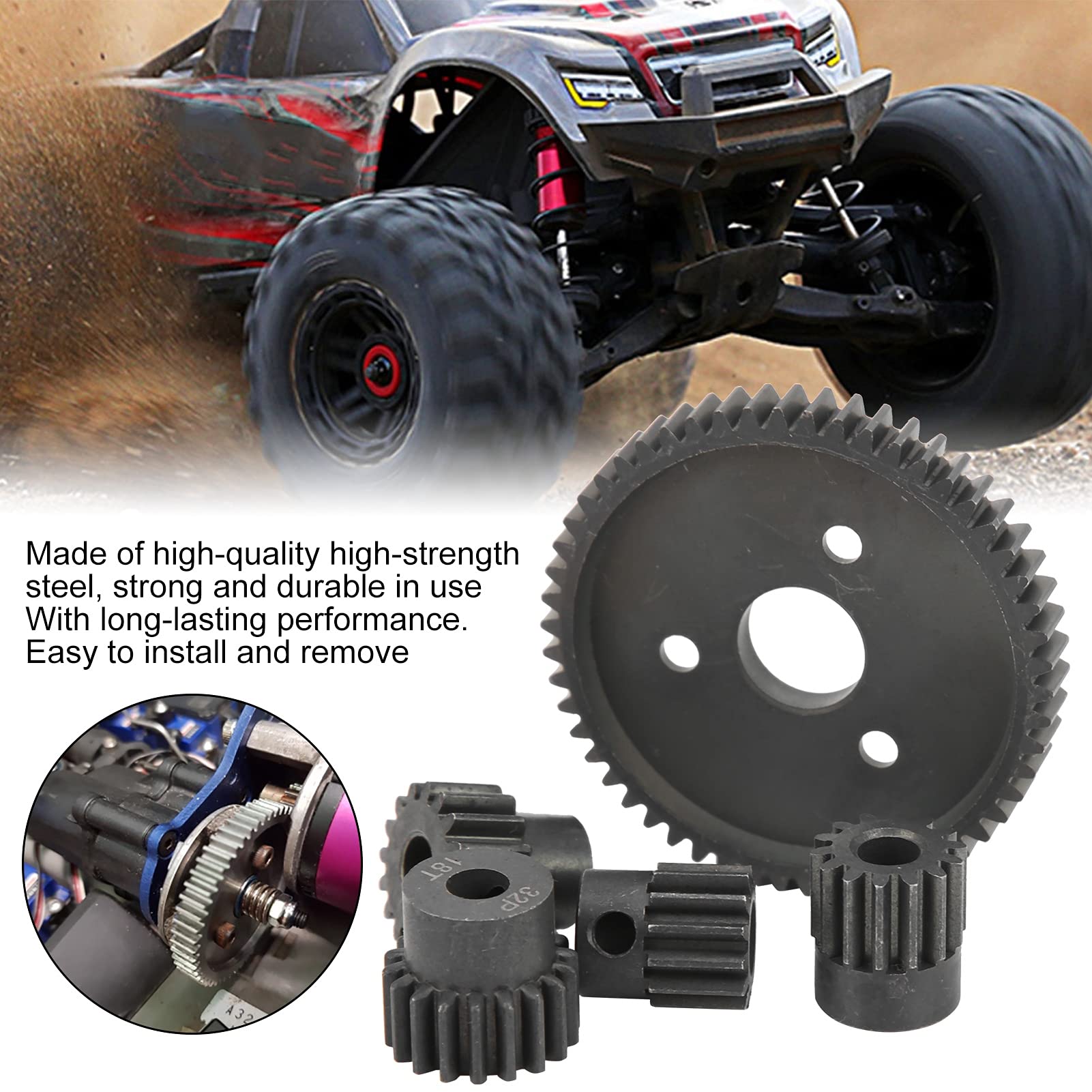 RC Metal Gear Set, Metal 54T Main Gear and 13T 14T 16T 18T