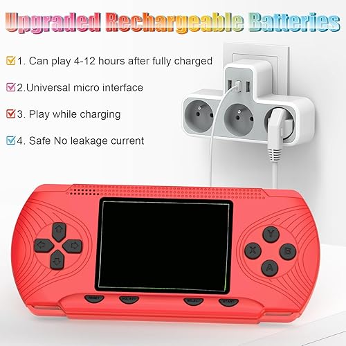 Miniatura 3 de Juegos de mano para niños – Reproductor de videojuegos para niños precargado 258 videojuegos retro, reproductor de juegos portátil con 3 cartuchos y