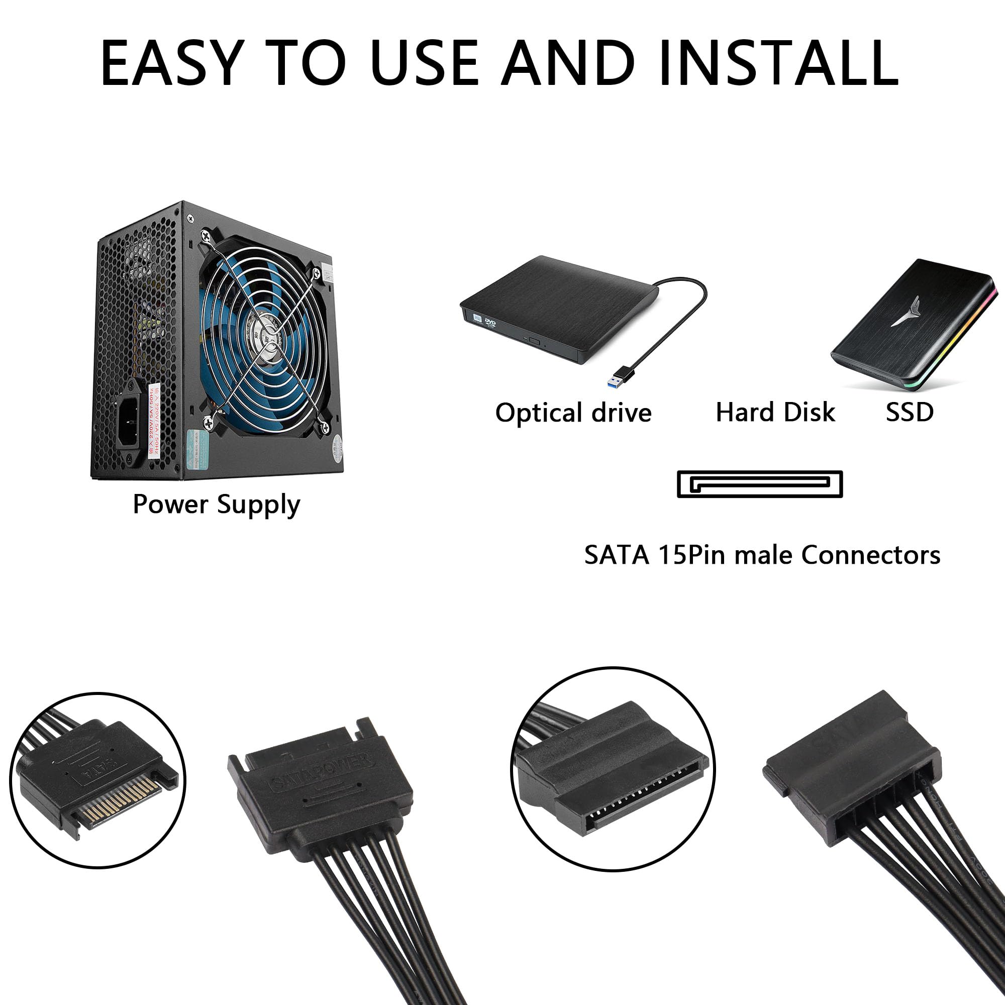 Cavo Alimentazione SATA 15 Pin Maschio A Doppia Femmina - Da 4P A 2xSATA - Foto 6